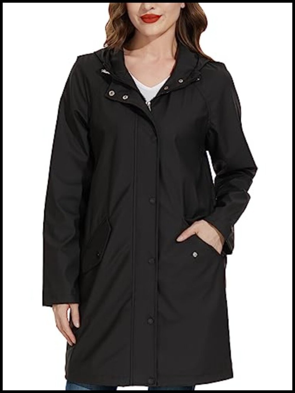 Waterproof Raincoat Windbreaker Hooded Trench Coat Long Sleeve
